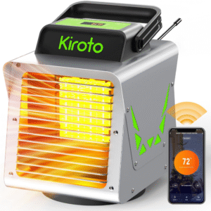 Calentador de invernadero de 1500 W, con control remoto de aplicación, calentador de invierno portátil para exteriores con termostato para plantas y verduras