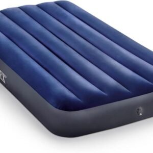 Intex Colchón de aire Dura-Beam Fiber-Tech de vinilo estándar de 75 x 39 x 10 pulgadas con parte superior de felpa y válvula 2 en 1, tamaño individual (bomba no incluida)*VALORADO*