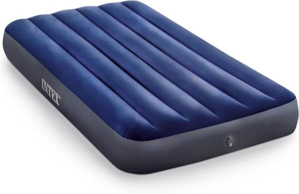 Intex Colchón de aire Dura-Beam Fiber-Tech de vinilo estándar de 75 x 39 x 10 pulgadas con parte superior de felpa y válvula 2 en 1, tamaño individual (bomba no incluida)*VALORADO*