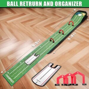 Green de golf de riesgo profesional CHAMPKEY con puertas y espejo para putting, tecnología de pendiente progresiva y tapete de putting con tecnología de reducción de ruido.