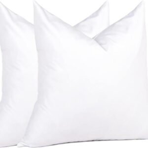 Paquete de 2 almohadas de relleno, 26×26 pulgadas, relleno 95 % plumas grises y 5 % plumón, funda 100 % poliéster, transpirables, lavables a máquina.