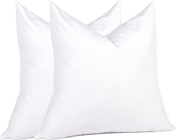 Paquete de 2 almohadas de relleno, 26×26 pulgadas, relleno 95 % plumas grises y 5 % plumón, funda 100 % poliéster, transpirables, lavables a máquina.