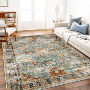 Alfombra vintage tradicional Floral , Antideslizante (2,73 cm largo x 1,80 cm ancho)