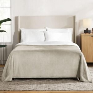 Manta de felpa de terciopelo con diseño de espiga, Extremadamente suave, Se adapta a camas tamaño king o queen: 106" x 94", Lavable a máquina.