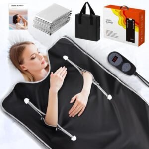 Manta de sauna infrarroja, manta de sauna para uso doméstico, diseño portátil para relajación y desintoxicación más alto 176 ?, temporizador de 20 a 60 minutos, 6 pies x 2.65 pies (negro)