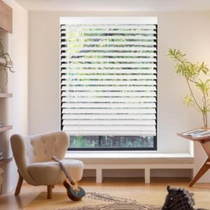 Persianas de madera sintética inalámbricas, persianas horizontales de 2 pulgadas con cenefa de aluminio, persianas de vinilo para oscurecer la habitación