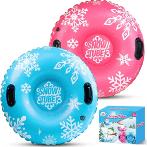 ZMLM Juego de 2 tubo de nieve inflable de 91?cm, resistente, con asas, ideal para niños y adultos, perfecto para trineo en invierno, uso exterior, kits de regalo.