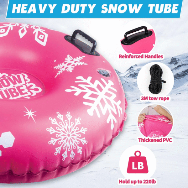 ZMLM Juego de 2 tubo de nieve inflable de 91?cm, resistente, con asas, ideal para niños y adultos, perfecto para trineo en invierno, uso exterior, kits de regalo. - Imagen 4