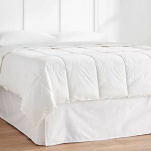 Faldón de cama matrimonial, liso, da a tu cama un aspecto elegante, longitud de caída de 14 pulg., falda con caída de 3 lados, lavable a máquina para un fácil mantenimiento.
