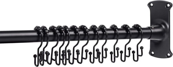 Barra de ducha de esquina en forma de L de aluminio, resistente a la corrosión y montada en la pared, con 12 anillos de ganchos para cortina - Imagen 2
