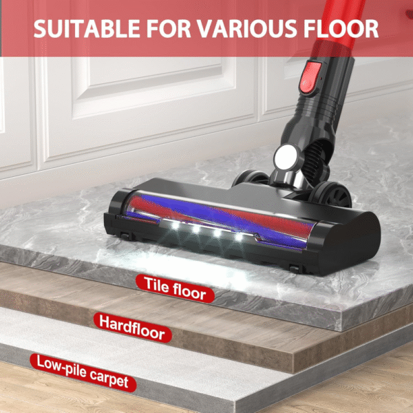 Aspiradora inalámbrica, potente aspiradora de succión con batería desmontable de larga duración de 35 minutos, aspiradora ligera y silenciosa 6 en 1, perfecta para suelos de madera dura y alfombras, - Imagen 4