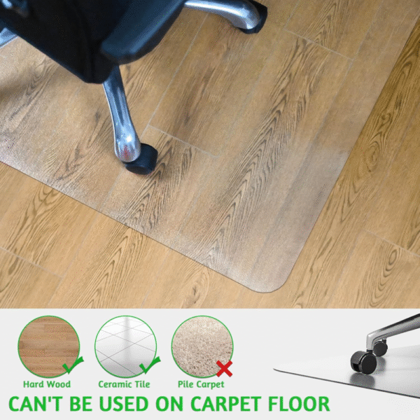 Tapete para silla de oficina 44x58 pulgadas, protector de suelo transparente, ideal para madera dura, resistente, evita rayones y desgaste, alfombrilla de escritorio. - Imagen 4
