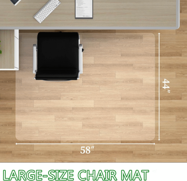 Tapete para silla de oficina 44x58 pulgadas, protector de suelo transparente, ideal para madera dura, resistente, evita rayones y desgaste, alfombrilla de escritorio. - Imagen 6
