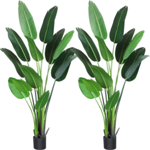 Set de 2 palmeras artificiales de ave del paraíso para interior y exterior, decoración moderna en maceta para hogar o oficina, alta calidad, para todas las estaciones, fácil mantenimiento. *VALORADO*