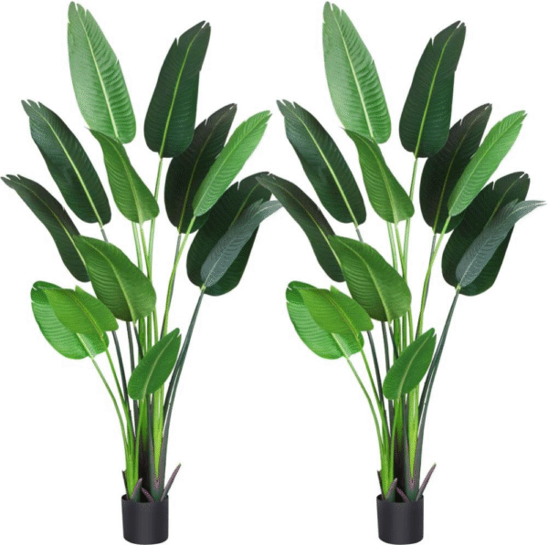 Set de 2 palmeras artificiales de ave del paraíso para interior y exterior, decoración moderna en maceta para hogar o oficina, alta calidad, para todas las estaciones, fácil mantenimiento. *VALORADO*