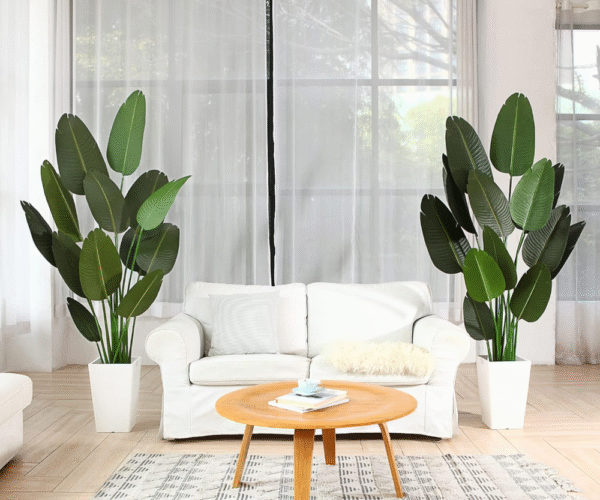 Set de 2 palmeras artificiales de ave del paraíso para interior y exterior, decoración moderna en maceta para hogar o oficina, alta calidad, para todas las estaciones, fácil mantenimiento. *VALORADO* - Imagen 5