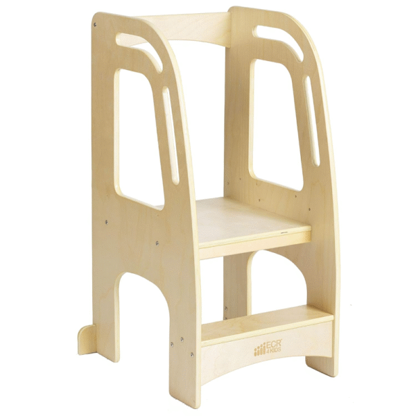 ECR4Kids Chef's Helper, torre de cocina/taburete, madera natural, segura, resistente, ideal para niños en actividades de cocina.