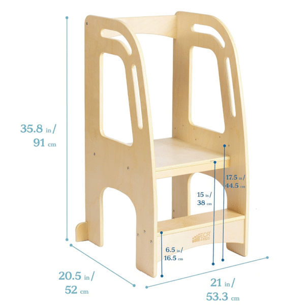 ECR4Kids Chef's Helper, torre de cocina/taburete, madera natural, segura, resistente, ideal para niños en actividades de cocina. - Imagen 5