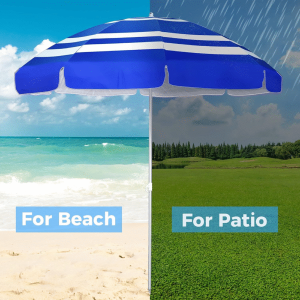 Sombrilla de playa UV 50+, paraguas de 6.5 pies con anclaje de arena y poste de aluminio, paraguas de playa portátil con bolsa de transporte para playa, patio, jardín, piscina - Imagen 4