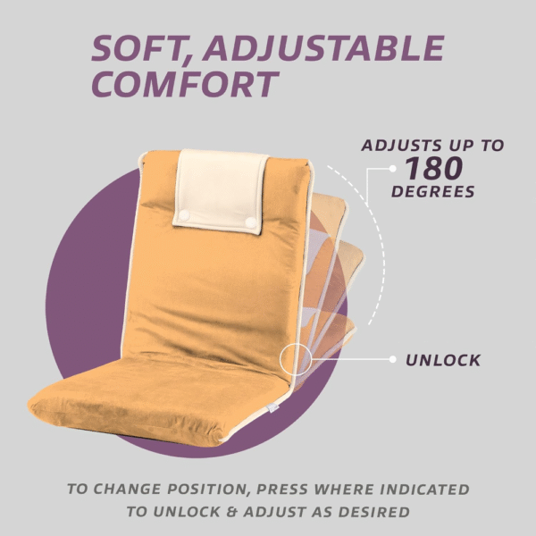 Silla de suelo acolchada con respaldo ajustable, cómoda, plegable y versátil, ideal para meditación, seminarios, lectura, televisión o videojuegos - Imagen 3