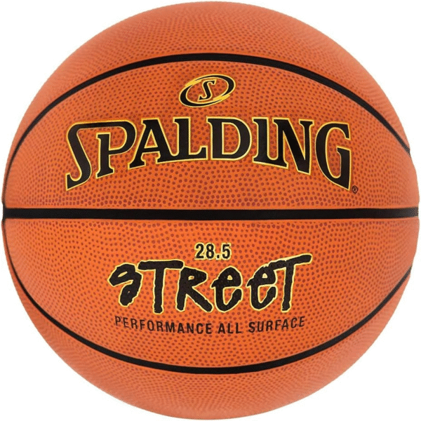 Spalding Street Performance All Surface, balón de baloncesto exterior, tamaños 74.9 cm, 72.4 cm y 69.9 cm, material duradero, agarre superior.