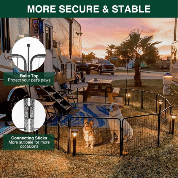 Corralito metálico 16 paneles, 32" de alto, apto para perros pequeños, medianos y grandes, uso interior/exterior, ideal para patio, campamento o casa rodante. - Imagen 3