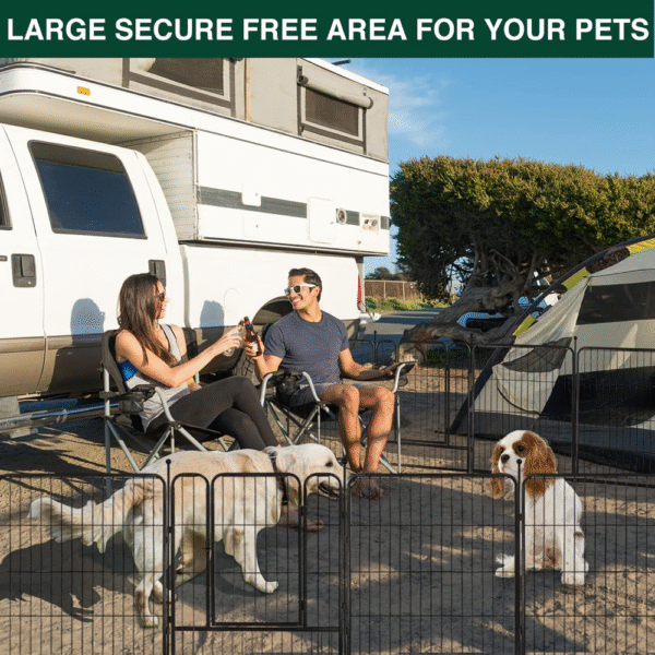 Corralito metálico 16 paneles, 32" de alto, apto para perros pequeños, medianos y grandes, uso interior/exterior, ideal para patio, campamento o casa rodante. - Imagen 6