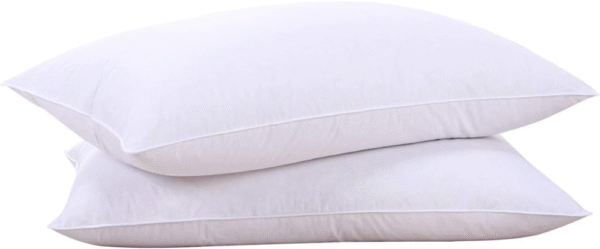 Tamaño estándar -Juego de 2 almohadas de plumas y plumón de ganso blanco, colección de hoteles, para dormir.