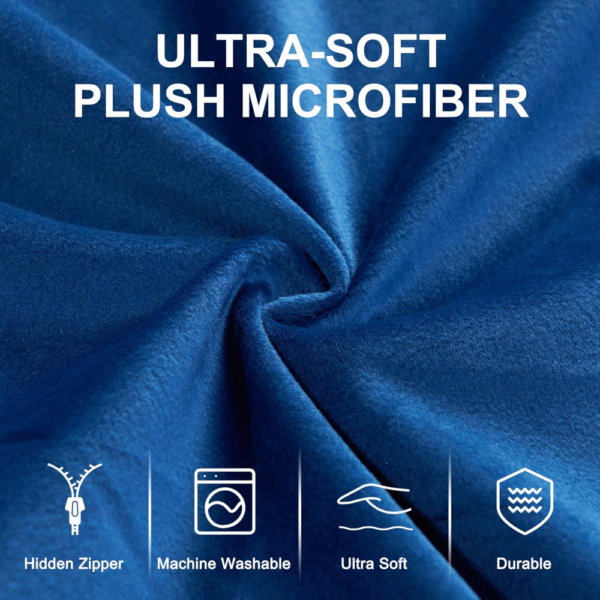Fragess Puff gigante 90 cm, relleno espuma viscoelástica, funda terciopelo azul extraíble y lavable, medidas 91x91x61 cm, ideal para adultos. - Imagen 3