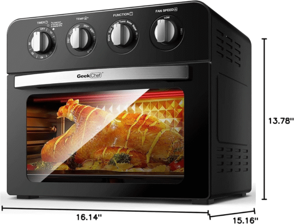 Geek Chef Freidora de aire horno tostador 24.5 qt, 1700W, 6 rebanadas, asa, hornea, gratina, recalienta, sin aceite, convección extragrande, accesorios incluidos, certificación ETL. - Imagen 2