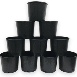 10KIT - Maceta de plastico resistente, 3 galones, paquete de 10, redondas de plástico para viveros,  boca del recipiente es de 11? ancho, x 9.5? alto y la base es de 9.25? ancho. (3.17 gal/ 12 litros)