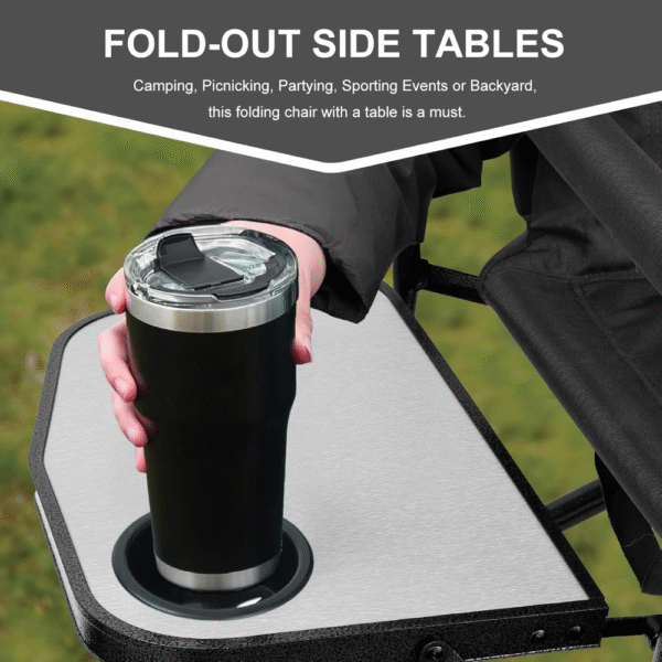 Silla plegable Camping Directors Chair, resistente, soporte hasta 450 lbs, estructura metálica, asiento amplio, cómoda para exteriores, fácil de transportar. - Imagen 4