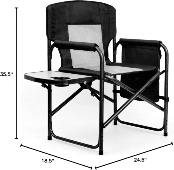 Silla plegable Camping Directors Chair, resistente, soporte hasta 450 lbs, estructura metálica, asiento amplio, cómoda para exteriores, fácil de transportar. - Imagen 6