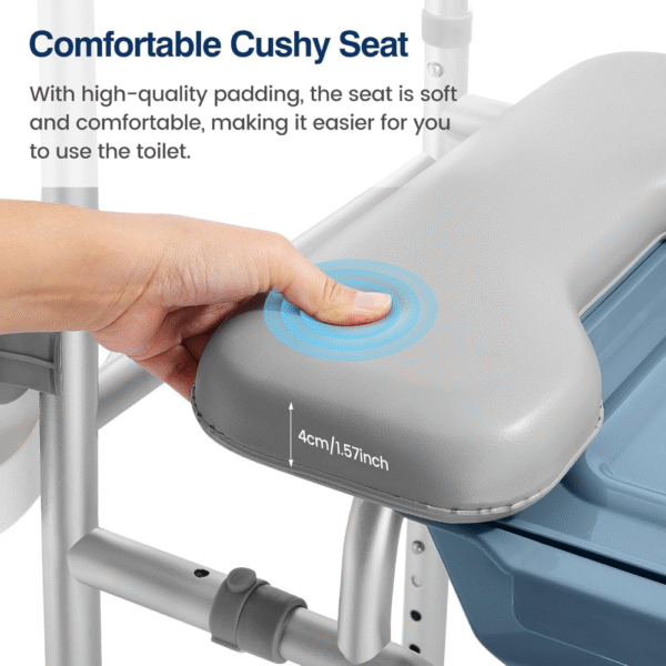 Asiento de inodoro elevado con asas - HSA 400LB, altura ajustable, ancho ajustable, elevador de inodoro para personas mayores con cómodos reposabrazos acolchados, asas, portarrollos, inodoro de noche - Imagen 3