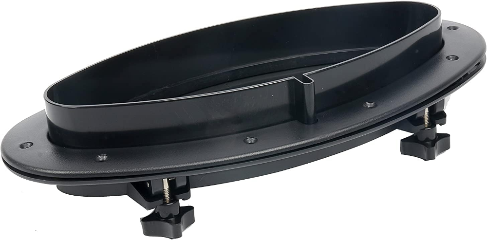 Amarine made Juego de 2 linternas elípticas de apertura ovalada para yate de barco, 16 x 8-5/8 pulgadas, orificio de puerto de ventana de repuesto, ABS, vidrio templado, color: blanco, negro (negro) - Imagen 2