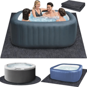 Almohadilla inflable para bañera de hidromasaje de 228 x 228 cm, para exteriores e interiores, respaldo antideslizante impermeable, absorbente para base de suelo de spa, piscina.