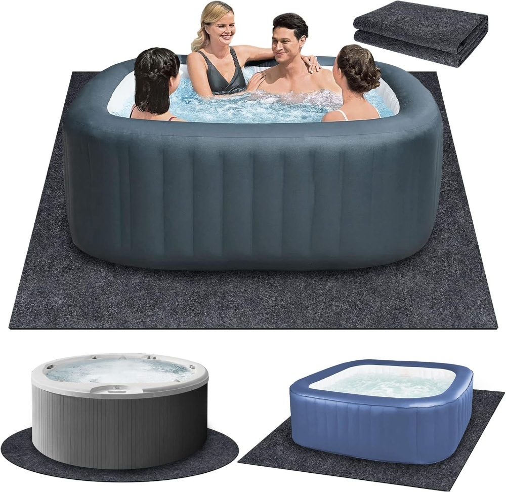 Almohadilla inflable para bañera de hidromasaje de 228 x 228 cm, para exteriores e interiores, respaldo antideslizante impermeable, absorbente para base de suelo de spa, piscina.