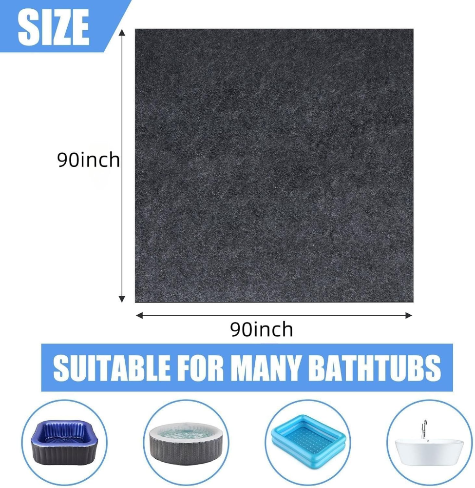 Almohadilla inflable para bañera de hidromasaje de 228 x 228 cm, para exteriores e interiores, respaldo antideslizante impermeable, absorbente para base de suelo de spa, piscina. - Imagen 6