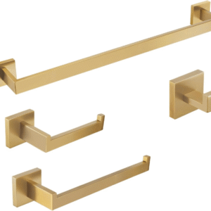 BAGNOLUX Juego de accesorios de baño de 4 piezas, juego de toallero de baño de acero inoxidable SUS304, juego de toallero para montaje en pared, juego de accesorios de baño cuadrado resistente