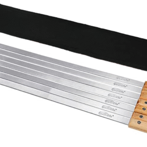 Brochetas para barbacoa Goutime de acero inoxidable de 23 x 5/8 pulgadas con mango de madera para cocinar al aire libre, juego de 7 con bolsa