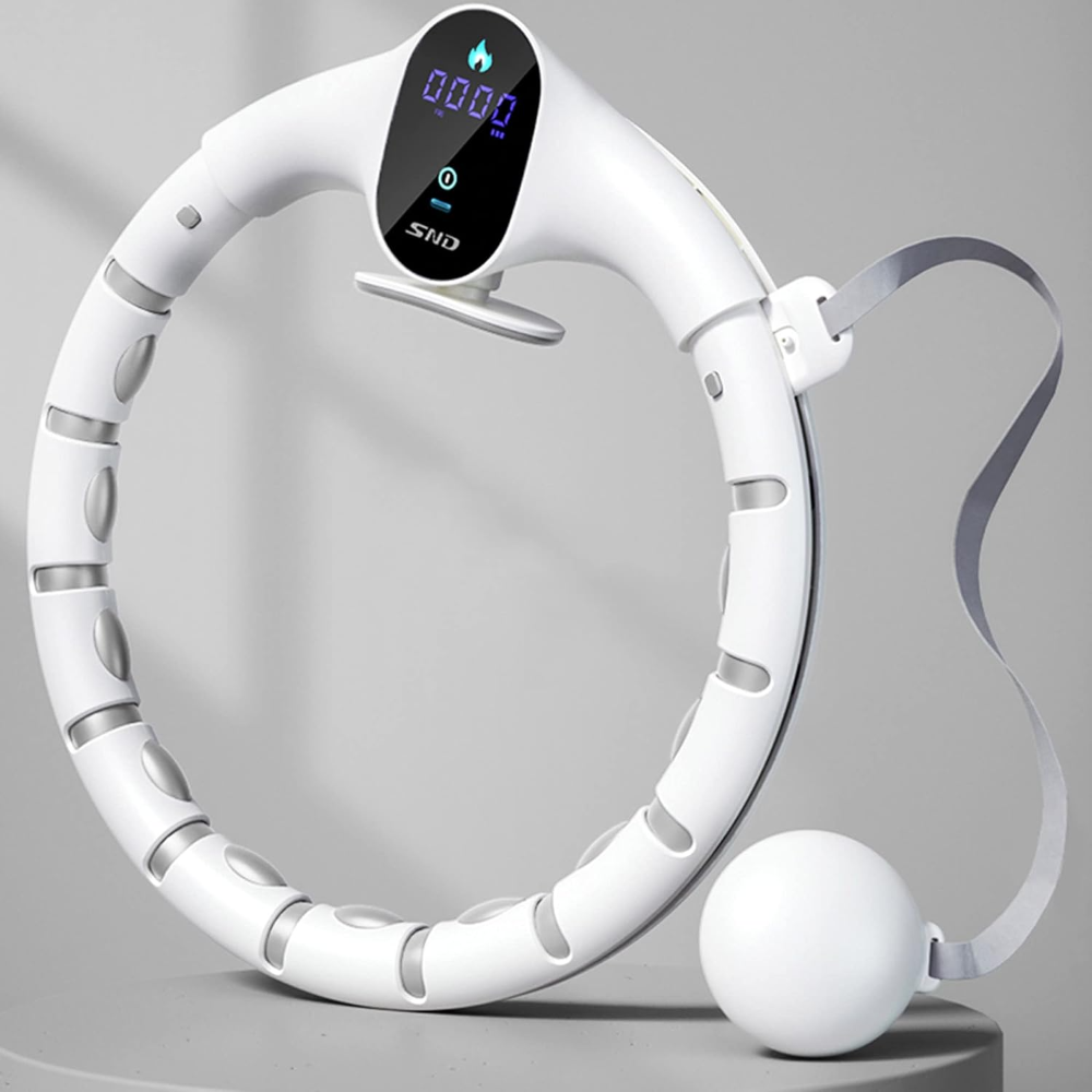 Hula Hoop inteligente de fitness de tamaño ajustable, contador digital para adultos y adolescentes para aumentar la pérdida de peso, anillo deportivo con masaje envolvente de 360 ??grados, blanco, tal