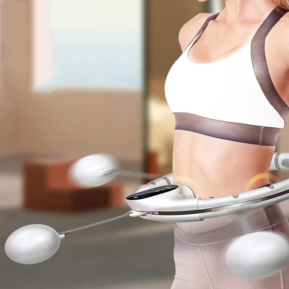 Hula Hoop inteligente de fitness de tamaño ajustable, contador digital para adultos y adolescentes para aumentar la pérdida de peso, anillo deportivo con masaje envolvente de 360 ??grados, blanco, tal - Imagen 3