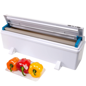 IDL Packaging WP-180D - Dispensador WrapMaster de 18 pulgadas para rollos de película de alimentos, color blanco, dispensador profesional con cortador para cocina doméstica o comercial, hoja oculta,