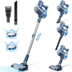 PRETTYCARE Aspiradora Escoba Inalámbrica 20Kpa Autonomía 30 Mins con Indicación de Potencia 4 en 1, sin Bolsa, Potente Aspirador de Mano Eléctrico, Alfombra Pelo Mascota Suelo Sofá W200VALORADO
