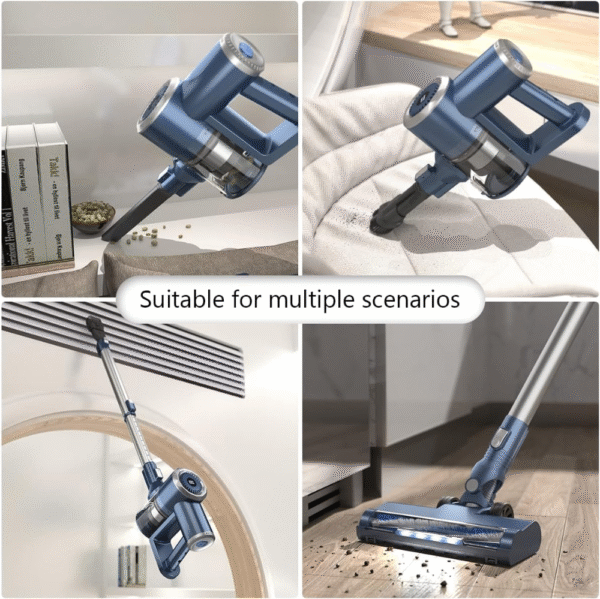 PRETTYCARE Aspiradora Escoba Inalámbrica 20Kpa Autonomía 30 Mins con Indicación de Potencia 4 en 1, sin Bolsa, Potente Aspirador de Mano Eléctrico, Alfombra Pelo Mascota Suelo Sofá W200VALORADO - Imagen 3