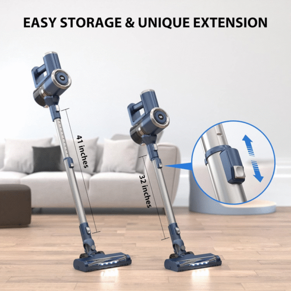 PRETTYCARE Aspiradora Escoba Inalámbrica 20Kpa Autonomía 30 Mins con Indicación de Potencia 4 en 1, sin Bolsa, Potente Aspirador de Mano Eléctrico, Alfombra Pelo Mascota Suelo Sofá W200VALORADO - Imagen 5