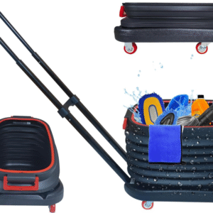 Carrito plegable multiusos, carro utilitario plegable con ruedas y tapa, para cubo de lavado de autos, carrito de camping, carrito de compras, cubo de pesca,