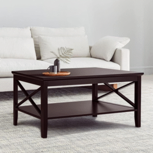 ChooChoo Mesa auxiliar Oxford de 40?pulgadas, madera color espresso, patas gruesas, mesa de centro con almacenamiento inferior, ideal para sala de estar. VALORADO