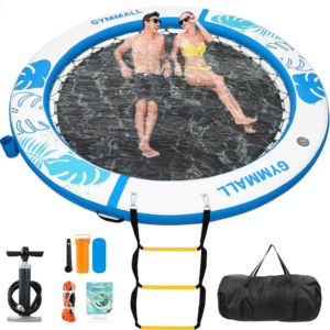 Hamaca inflable flotante 2,4 m, malla central, forma redonda, portavasos, escalera de agua, ideal bronceado en piscina, lago o playa.