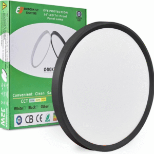 Lámpara de techo LED negra de 15.8 pulgadas, 32W, 3480LM, 3000K/4000K/6000K CCT seleccionable, luz plana redonda para pasillos, cocinas, dormitorios, lavanderías